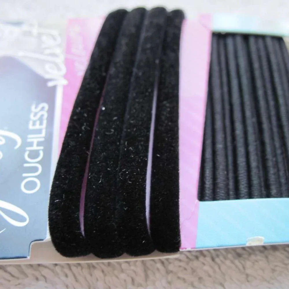 17 Black 5 Goody Velvet Secure Stay Put Elastic Hair Band Ponytailers 12 Ouchles